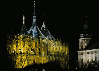 St.Barbara and the Jesuit College at night
