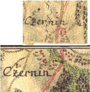 Detail of early Cerniny map